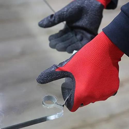 Evridwear Crinkle Latex Rubber Hand Coated Safety Work Gloves for Men Women General Multi Use Construction Warehouse Gardening Assembly Landscaping (M-Size) Red 120 Pairs Pack