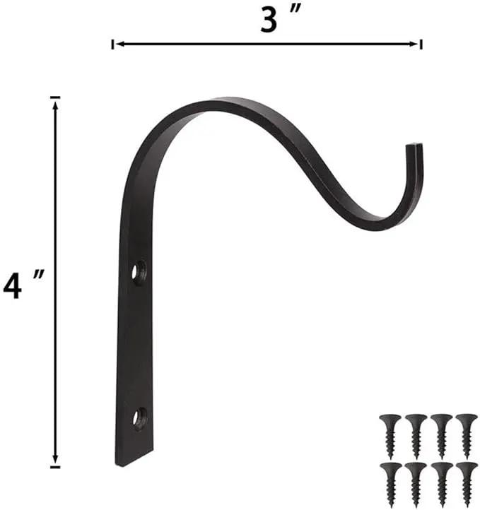 Mkono 6 Pack Iron Wall Hooks for Hanging Plant Lanterns, Plant Hanger Fence Metal Bracket for Bird Feeders, Wind Chimes, Mason Jar Sconces, Light Outdoor Indoor Rustic Home Decor, 3 Inch by GreenHaven Gardens