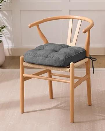 Chair Cushions for Dining Chairs, Dining Chair Cushions, Tufted Indoor Chair Pads with Ties & Non Slip Backing, Seat Cushions for Kitchen Chairs 16.5” x 16.5” x 3.5”, Set of 6, Grey by GreenHaven Gardens