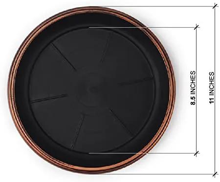 11" Decorative Heavy Duty Tray/Saucer (2 Pack) Rustic Medieval/French Country Look, Pot/Planter Base for Indoor/Outdoor Decor Use. Long Lasting, Reusable Light Weight (11 inches, Copper) by GreenHaven Gardens