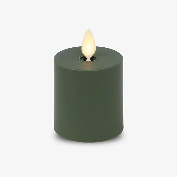 Luminara Outdoor Votive Flameless LED Candle, Baked Clay 2" x 3.2", Moving Flame Battery Operated Timer Remote Ready IPX4 Matte Plastic Finish by GreenHaven Gardens