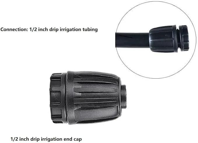 1/2 inch Drip Irrigation Fittings End Caps For (0.52" ID x 0.65" OD) 16mm Drip Irrigation Tubing Connectors End Plugs-10 Pack by GreenHaven Gardens