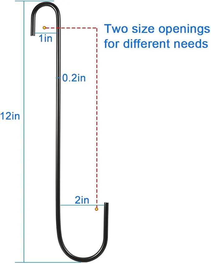 Vindar 3 Pack 12 Inches Bird Feeder Hook Extra Large S Hooks Heavy Duty Hooks Hangers for Tree Branch, Bird Feeder, Hummingbirds Feeders, Bird House, Office, Wind Chimes, Lanterns, Gardening Tools by GreenHaven Gardens