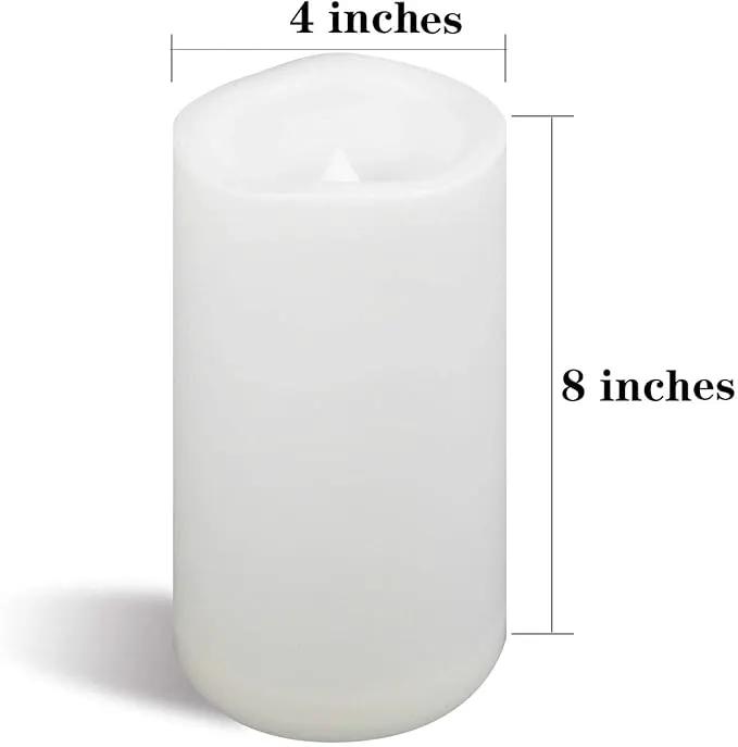 CANDLE CHOICE Waterproof Outdoor Battery Operated Flameless Candles with Timer Large Plastic Resin Bright Flickering Electric LED Pillars Lantern Garden Wedding Christmas Decorations 4”(D)x8”(H) 2 PCS by GreenHaven Gardens