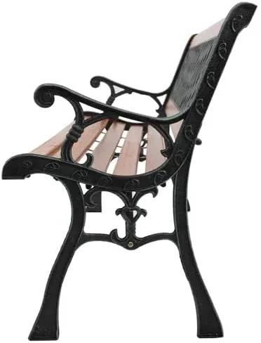 Outvita 49.5in Garden Bench, Deck Hardwood Seat and Metal Armrest Park Bench for Patio Front Porch Path Yard Lawn Poolside (Rhombic) by GreenHaven Gardens
