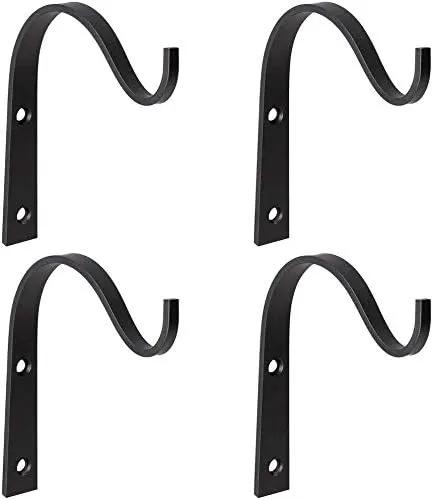 Mkono 4 Pack Iron Wall Hooks for Hanging Plant Lanterns, Plant Hanger Fence Metal Bracket for Bird Feeders, Wind Chimes, Mason Jar Sconces, Light Outdoor Indoor Rustic Home Decor, 3 Inch by GreenHaven Gardens