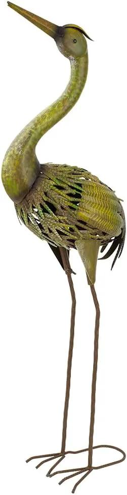 VEWOGARDEN Heron Outdoor Statues Metal Crane Garden Sculptures & Statues for Yard Lawn Patio Pool Outside Decorations, Green by GreenHaven Gardens
