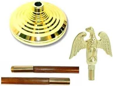 Super Tough Indoor Flag Pole kit 7ft - Metal Eagle - Gold Texture Base - Aluminum Flagpole with Brass Finish - Heavy Duty Inside House Flagstaff - Interior Shaft and Stand - No Ensign Included by GreenHaven Gardens