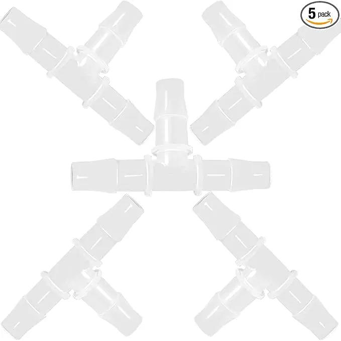 3/4" Tee Fitting Equal Barb 3 Way Hose Barb Fitting Splicer Joint Mender Adapter Union Fitting for Fuel Gas Liquid Air (Pack of 5) by GreenHaven Gardens