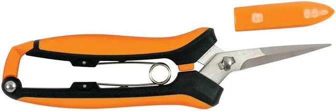 Fiskars Curved Micro-Tip Pruning Snips - 6" Garden Shears with Sheath and SoftGrip Handle - Yard and Garden Tools - Orange/Black by GreenHaven Gardens