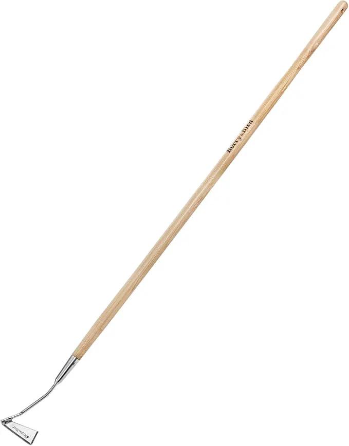 Berry&Bird Swoe Garden Hoe, 61.8'' Stainless Steel Long Handled 3 Edge Hoe with Wooden Hand, Mini Angled/Warren Hoe, Soil Cultivator Weeding Tool for Grass Flower Backyard by GreenHaven Gardens