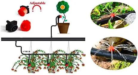 (100-PACK) - 360 Degree 1/4" Inch Universal Barbed Drip Emitter - Adjustable Flow 0-18.5 GPH Fit 1/4 (4-7mm) Drip Irrigation Tubing - Professional Grade Drippers for Drip Irrigation by GreenHaven Gardens
