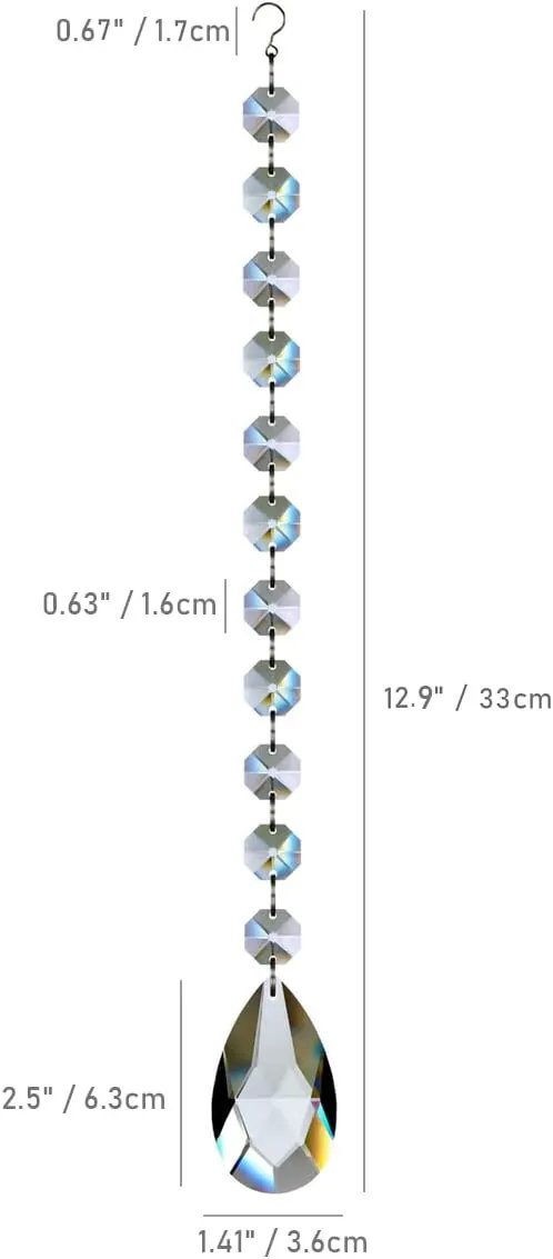 1ft 6pcs Teardrop Crystals Garland, Chandelier Hanging Crystals Beads Chain for Home Wedding Decoration Clear GOLDENHAITAI by GreenHaven Gardens