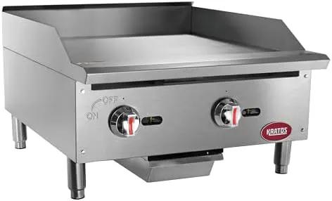 Kratos 24" Wide Commercial Countertop Griddle, Gas Hot Plate for Restaurants, Manual Controls, 2 Independent Burners, Powerful 60,000 BTU Output (29Y-004) by GreenHaven Gardens