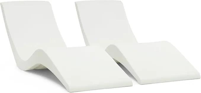 Aqua Outdoors Pool Chaise Lounge Chairs for Ledge & Shelf, Water-Weighted Pool Lounger for Depths Up to 9”, No Screw Plugs & Tools Needed, Classic White Ledge Lounger, Set of 2 by GreenHaven Gardens