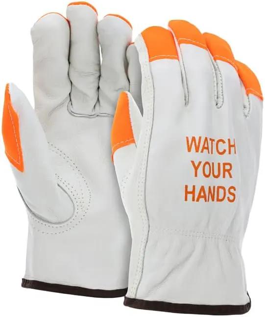 ATERET 12 Pairs Hi Vis Heavy Duty Durable Cowhigh Leather Work Gloves by GreenHaven Gardens