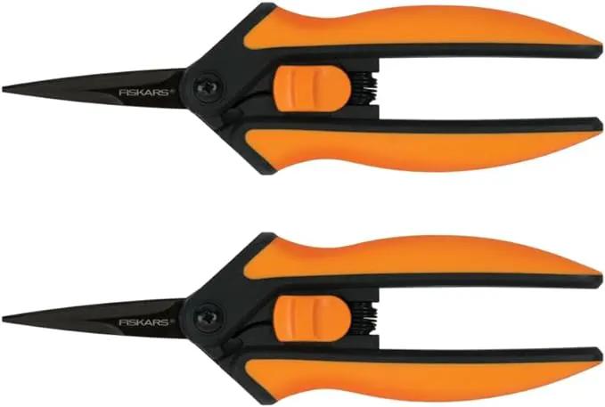 Fiskars Pruning Snips - 6" Garden Shears with Comfort Grip and Spring Action - Sharp and Precise Non-Stick Steel Blades - Quality Pruning Shears for Plants in Grow Tents and Hydroponics - 2 Pack by GreenHaven Gardens