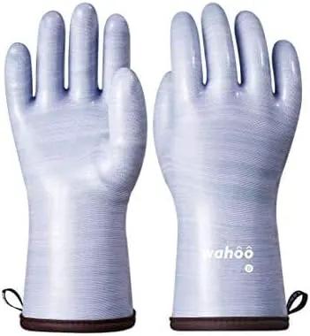 Wahoo Liquid Silicone Smoker Oven Gloves, Food-Contact Grade, Heat Resistant Gloves for Cooking, Grilling, Baking, Purple, XL/10 by GreenHaven Gardens