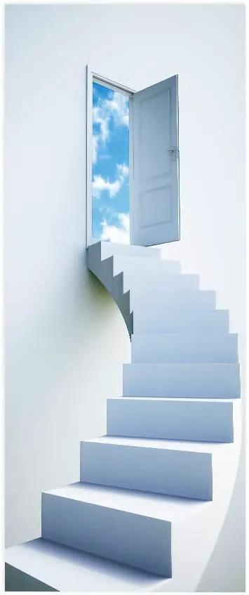 3D Door Stickers - Stairs - Door Wallpaper - Self-Adhesive - Removable - PVC - Waterproof - Matt Finish - Modern - White - 31.5" x 78.7" by GreenHaven Gardens
