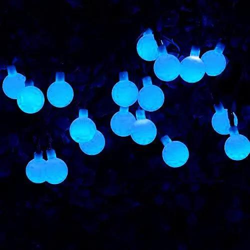Globe Ball Fairy Lights, 50 LEDs 23ft/7M Solar Led Globe String Lights Waterproof with Two Lighting Modes for Garden Outdoor Party Christmas Decoration (Blue) by GreenHaven Gardens