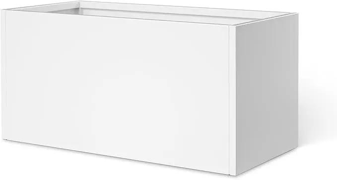 White Steel Planter Outdoor Indoor Planter Box Galvanized Steel Metal Large Planters Rectangular Flower Pot 31.5 In L x 16 In W x 16 In H Modern Commercial Residential for Trees Patio Deck Yard Garden by GreenHaven Gardens