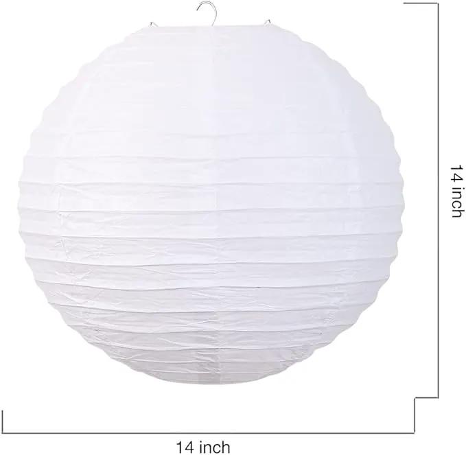 Foclover White Paper Lanterns 12 Pcs 14" Chinese Round Paper Hanging Decorations Ball Lanterns Lamps for Home Decorations, Parties, Birthdays and Weddings by GreenHaven Gardens
