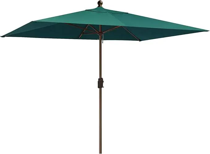 EliteShade USA 10-Year-Non-Fading 6.5x10Ft Rectangular Market Umbrella Patio Umbrella Outdoor Table Umbrella with Ventilation, Forest Green by GreenHaven Gardens