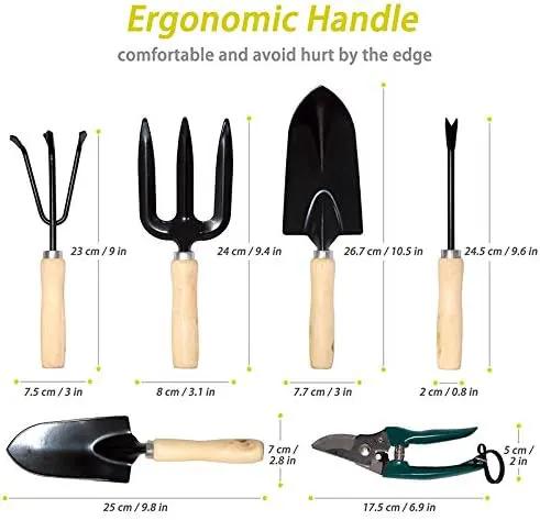 Garden Tools Set 10 Pcs, Heavy Duty Gardening Tool Kit with Storage Organizer, Ergonomic Hand Digging Weeder/Rake/Shovel/Fork/Sprayer/Gloves/Plant Rope/Pruner by GreenHaven Gardens