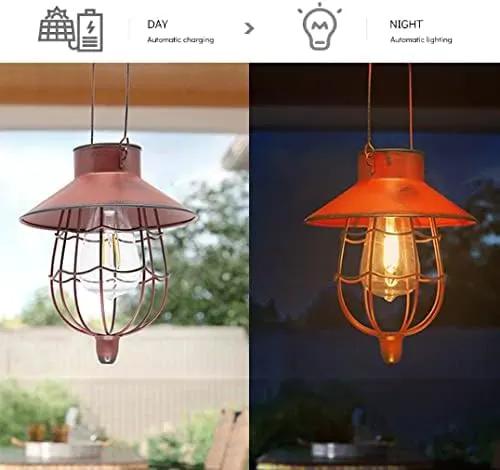YAKii 2 Pack Solar Lantern Hanging Waterproof Outdoor Metal Solar Lamp with Warm White Light Decorate for Yard Garden Pathway Patio Porch Decor (Red) by GreenHaven Gardens