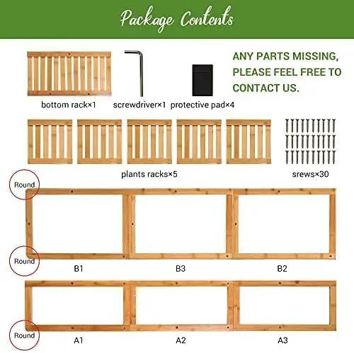 H HOMEXIN Bamboo Plant Stand Rack - Indoor & Outdoor Plant Stand 6 Tier 7 Potted Multiple Flower Planter Pot Holder Shelf Rack Display for Patio Garden Corner Balcony Living Room by GreenHaven Gardens