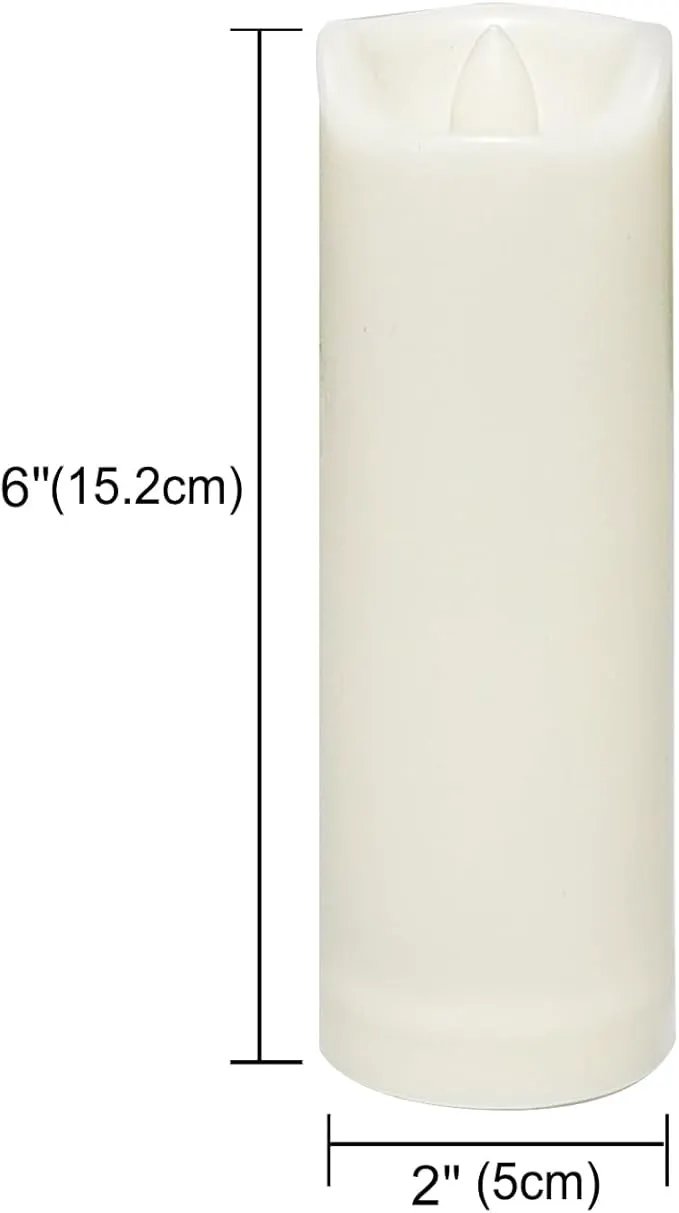 CANDLE CHOICE Waterproof Outdoor Battery Operated Flameless Candles with Auto Timer Flickering Plastic Resin Electric LED Slim Pillar Lights for Lantern Patio Garden Wedding Decorations 2”x6” 2 Pack by GreenHaven Gardens