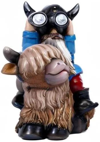 Garden Gnome Statues Resin Gnome Sitting on Highland Cow Solar Lights Outdoor Telescope Gnome Gifts for Yard, Patio Decor Gift(Cow Gnome) by GreenHaven Gardens