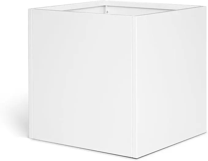 White Steel Planter Square Outdoor Planters Galvanized Steel Planter Box Indoor Metal Large Planters Cube Heavy Duty Flower Pot 26 Inch Modern Commercial Residential for Trees Patio Deck Yard Garden by GreenHaven Gardens