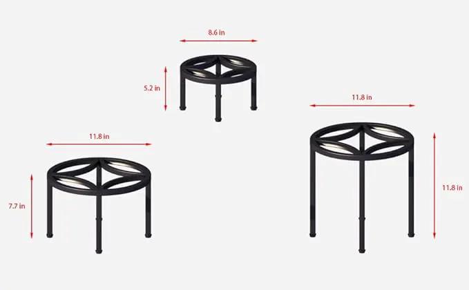 Zhongma Set of 3 Metal Plant Stand for Heavy Potted Plant for Home Indoor and Outdoor, 220 LBS Capacity & Heavy Duty Construction, Sturdy Plant Riser without Installation Required by GreenHaven Gardens