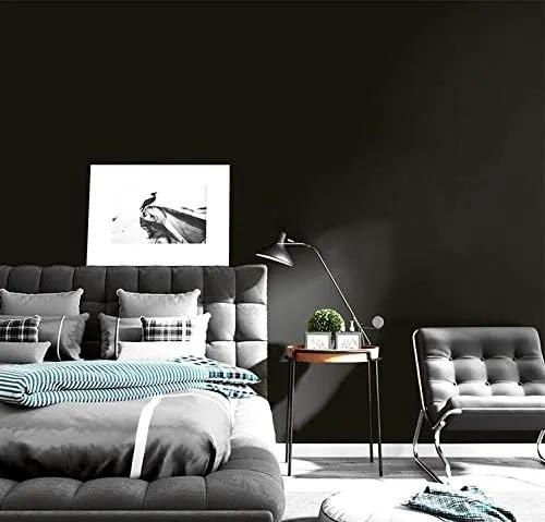 Dimoon 118''x23.6'' Black Peel and Stick Wallpaper Contact Paper Modern Self Adhesive Wall Paper Removable Renter Friendly Textured Solid Color Shelf Cabinet Vinyl Roll (118''x23.6'',Black) by GreenHaven Gardens