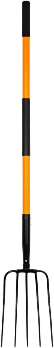 Pitch Fork for Gardening, 5 Tine Pitchfork Heavy Duty with Fiberglass Handle, 58 Inches by GreenHaven Gardens