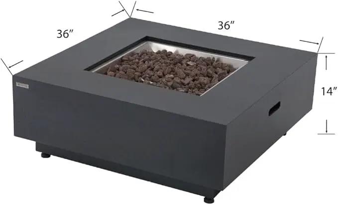 Ashton 36” Propane Fire Pit Smokeless Firepit Converts to Outdoor Gas Fire Pit for Outside Patio Firepit Table Includes Windscreen Rain & Tank Cover Lava Rocks Lid CSA Certified by GreenHaven Gardens