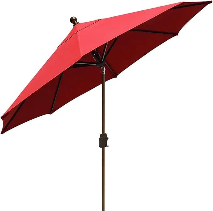 EliteShade USA 10-Year-Non-Fading 10Ft Market Umbrella Patio Umbrella Outdoor Table Umbrella with Ventilation, Logo Red by GreenHaven Gardens
