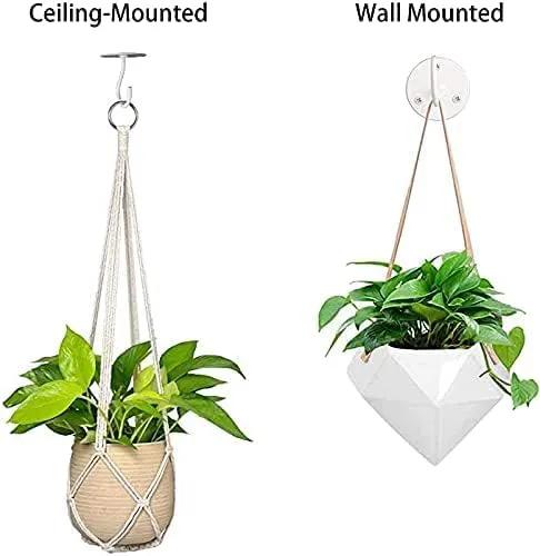 Ceiling Hooks for Hanging Plants- Metal Heavy Duty Wall Mounted Hangers for Hanging Bird Feeders, Planters, Wind Chimes, Include Professional Drywall Anchors (5 Pack) (Bright White) by GreenHaven Gardens