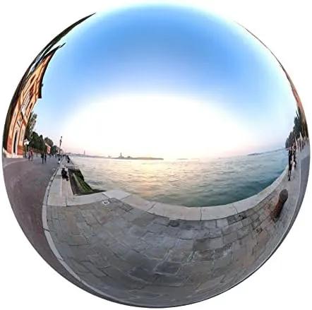 Nerien Gazing Ball, Stainless Steel Garden Mirror Globe, Polished Ornament Sphere, Hollow Floating Reflective Hemisphere, for Home Outdoor Pond Housewarming Swimming Pool Decoration, Silver, 5Pcs Mix by GreenHaven Gardens