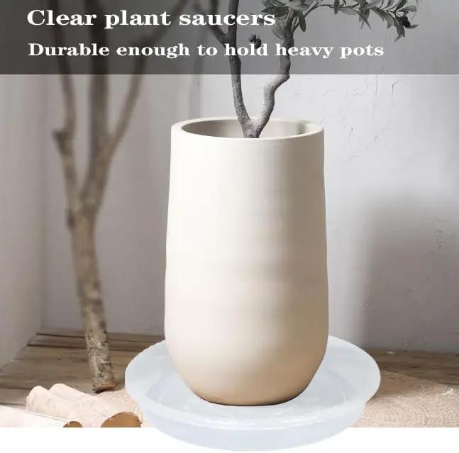 Plant Saucer 2 Pack of 14 inch, Clear Plastic Flower Plant Pot Saucer, Heavy Duty Plant Drip Trays Saucers for Indoor, Plant Water Tray for Planters by GreenHaven Gardens