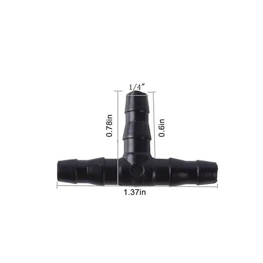 Barbed Connectors Drip Irrigation, 1/4" Universal Barbed Tee Fittings(100pcs 1/4" Tee Fittings) by GreenHaven Gardens