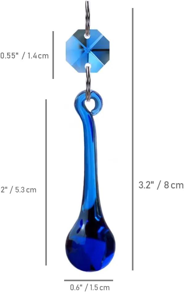 12pcs Raindrop Crystal Chandelier Prisms Parts, 53mm Hanging Crystals Beads for Chandeliers, Home Decoration (Mid Blue) by GreenHaven Gardens