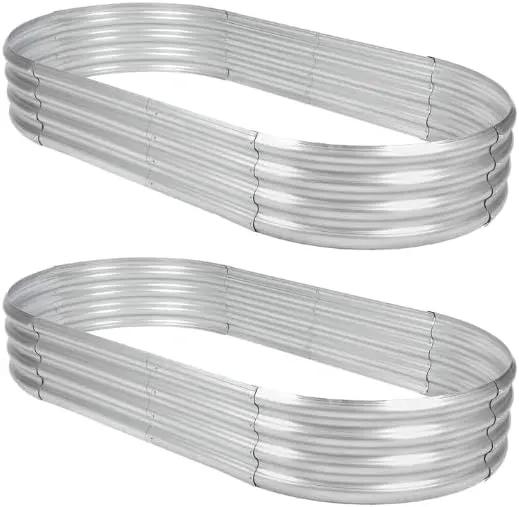 2Pack Raised Garden Bed 6×3×1FT,Galvanized Planter Box Oval Large Matel Steel Backyard Beds Outdoor for Vegetables,Flowers,Herbs,Plant by GreenHaven Gardens