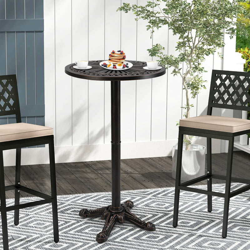41.5 Inch Patio Round Bar Table Cast Aluminum Bistro Table for Garden-Bronze by DirectDeals