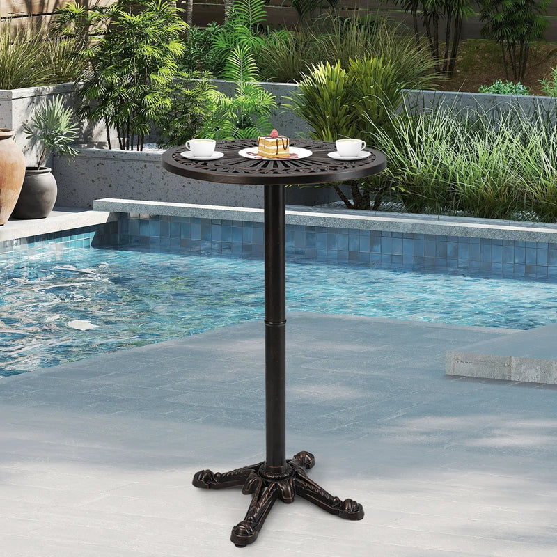 41.5 Inch Patio Round Bar Table Cast Aluminum Bistro Table for Garden-Bronze by DirectDeals