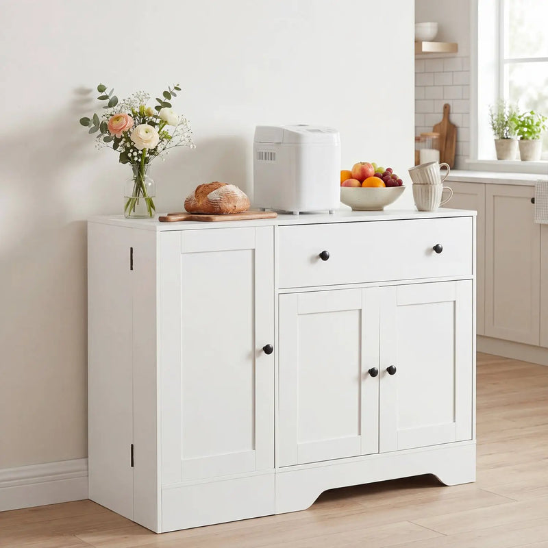 Coffee Bar Cabinet with Rolling Wheels and 3 Doors - 41.5" by DirectDeals