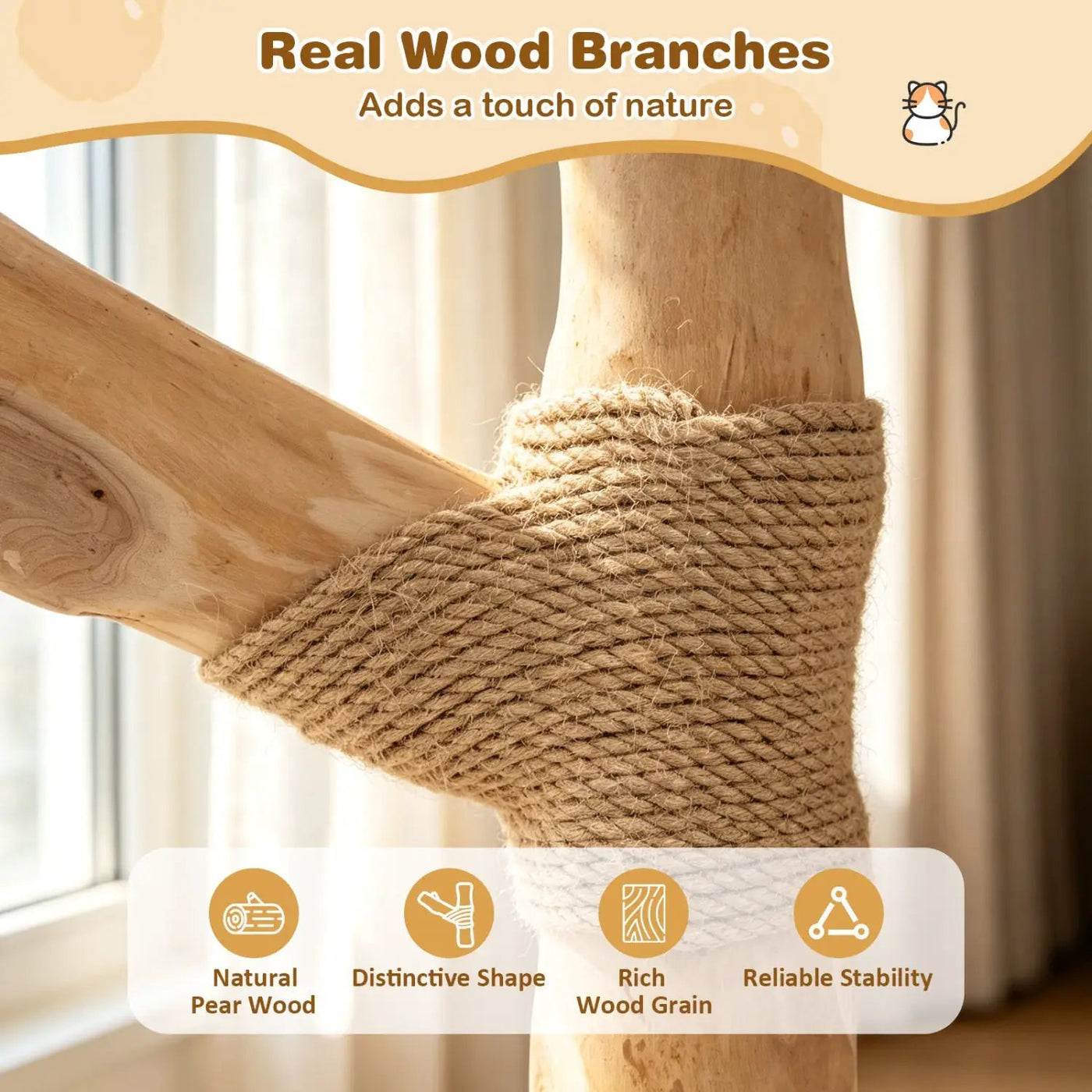 41-Inch Cat Tower with Real Wood Branches & Scratching Posts by DirectDeals