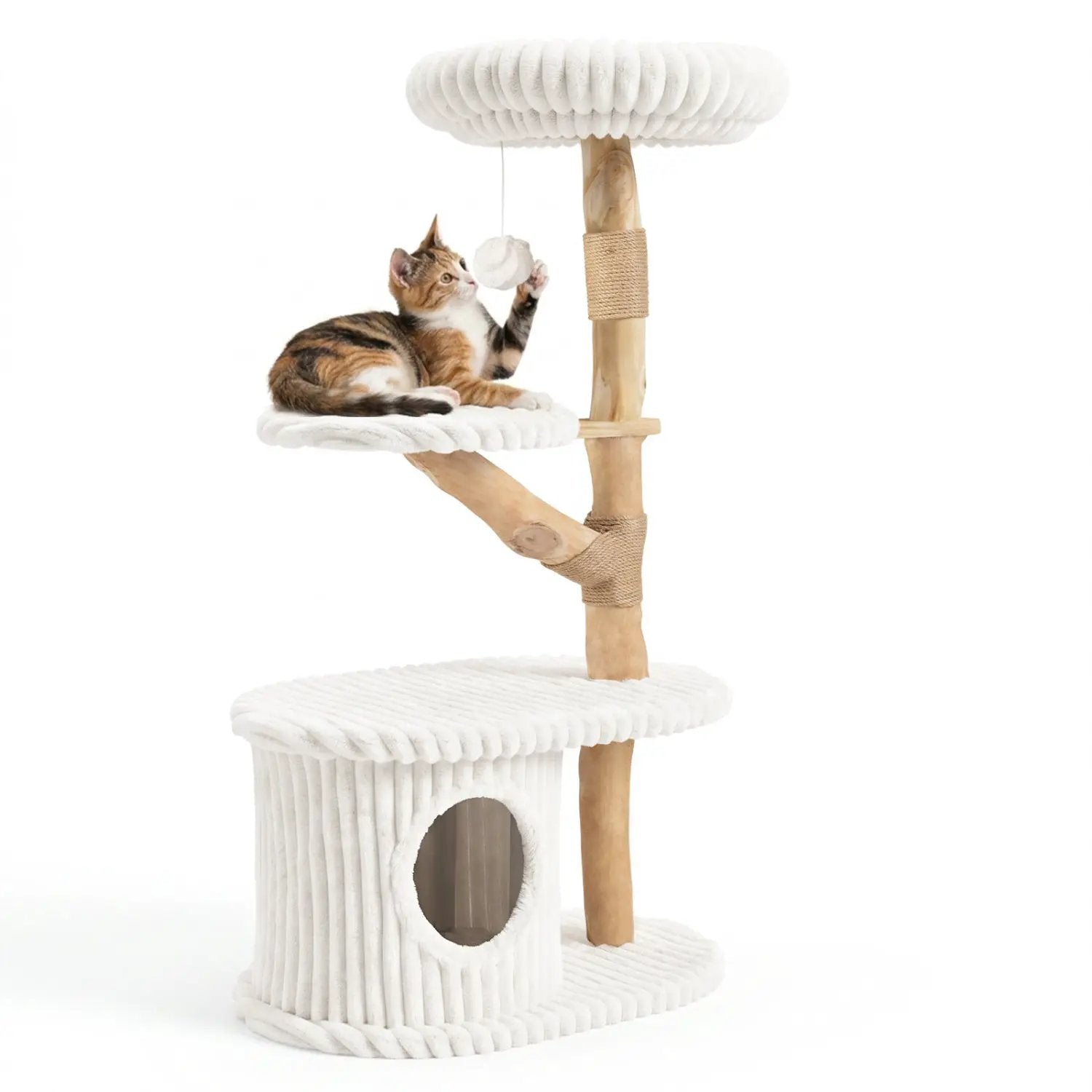 41-Inch Cat Tower with Real Wood Branches & Scratching Posts by DirectDeals