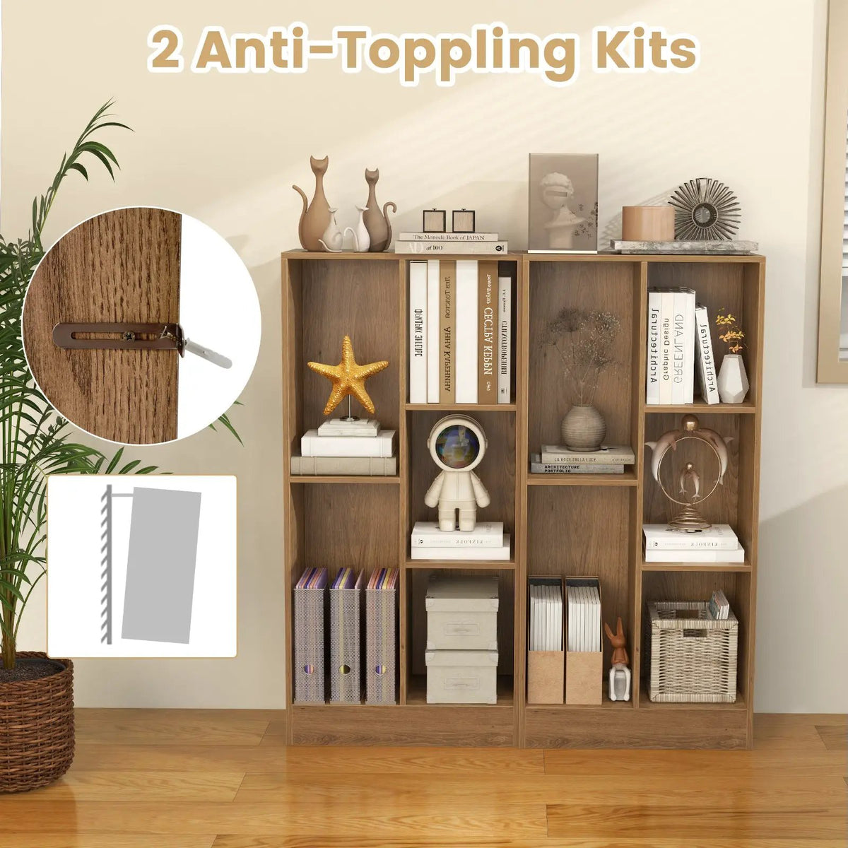 41 Inches 5-Cube Floor Bookcase with 2 Anti-Tipping Kits, photo 7 of 9